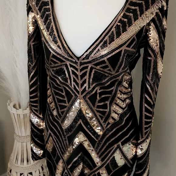 Express Geometric Sequin Mini Bodycon Dress NWT - Picture 4 of 8